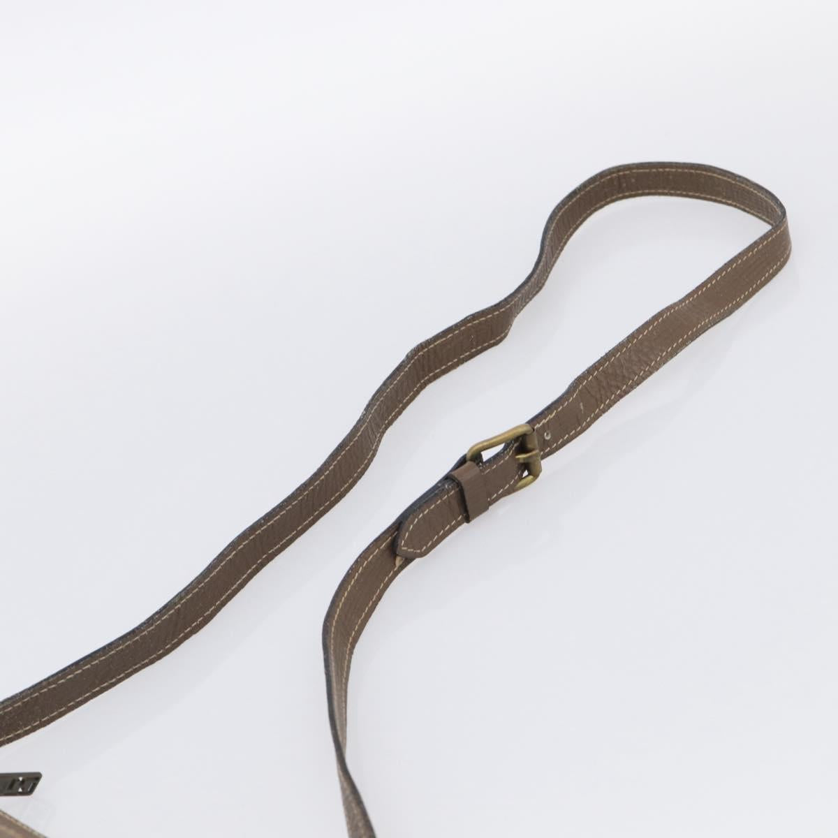 FENDI Zucchino Canvas Shoulder Bag Beige Gold Auth 215196