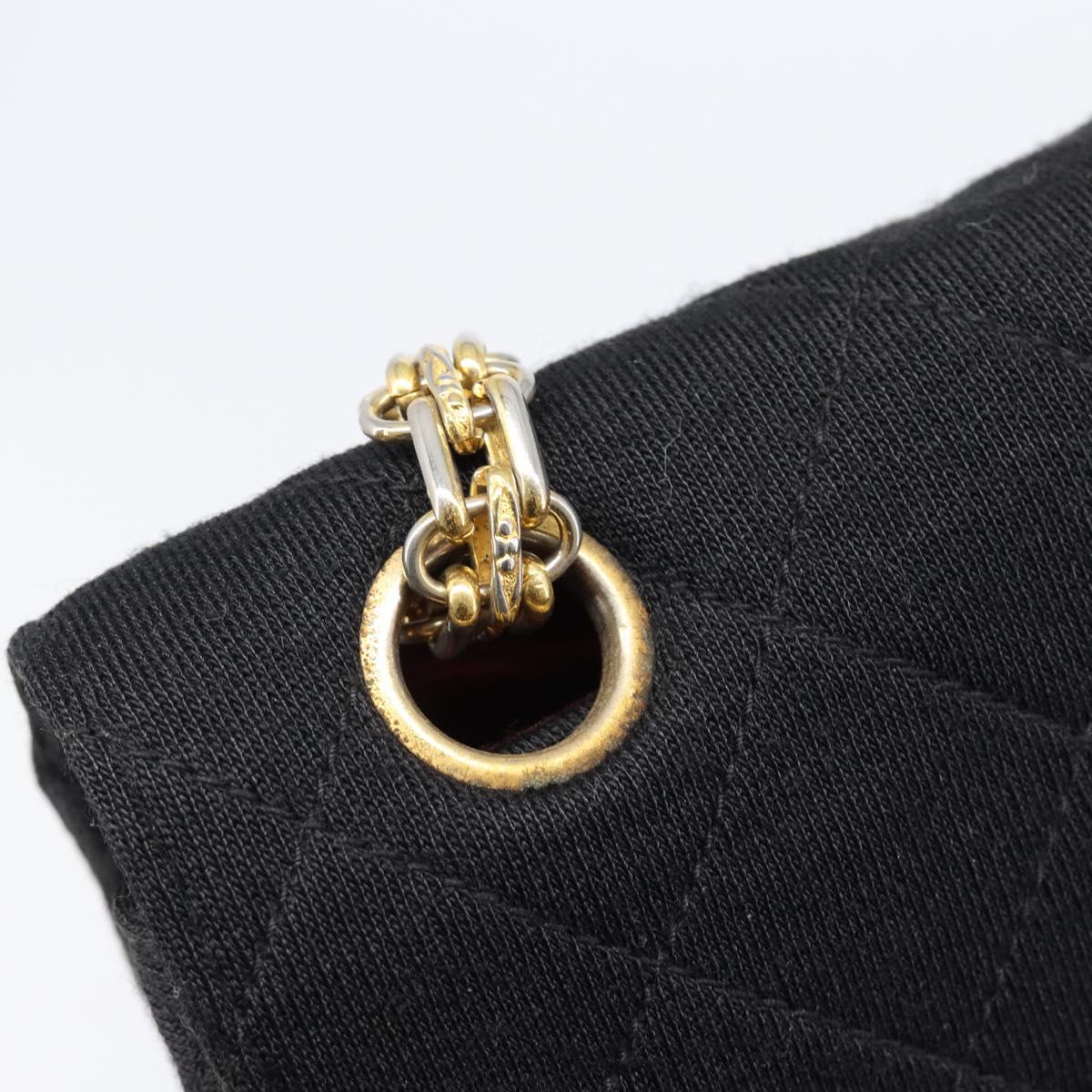 CHANEL Matelasse Chain Shoulder Bag cotton Black Gold CC Auth 215198A