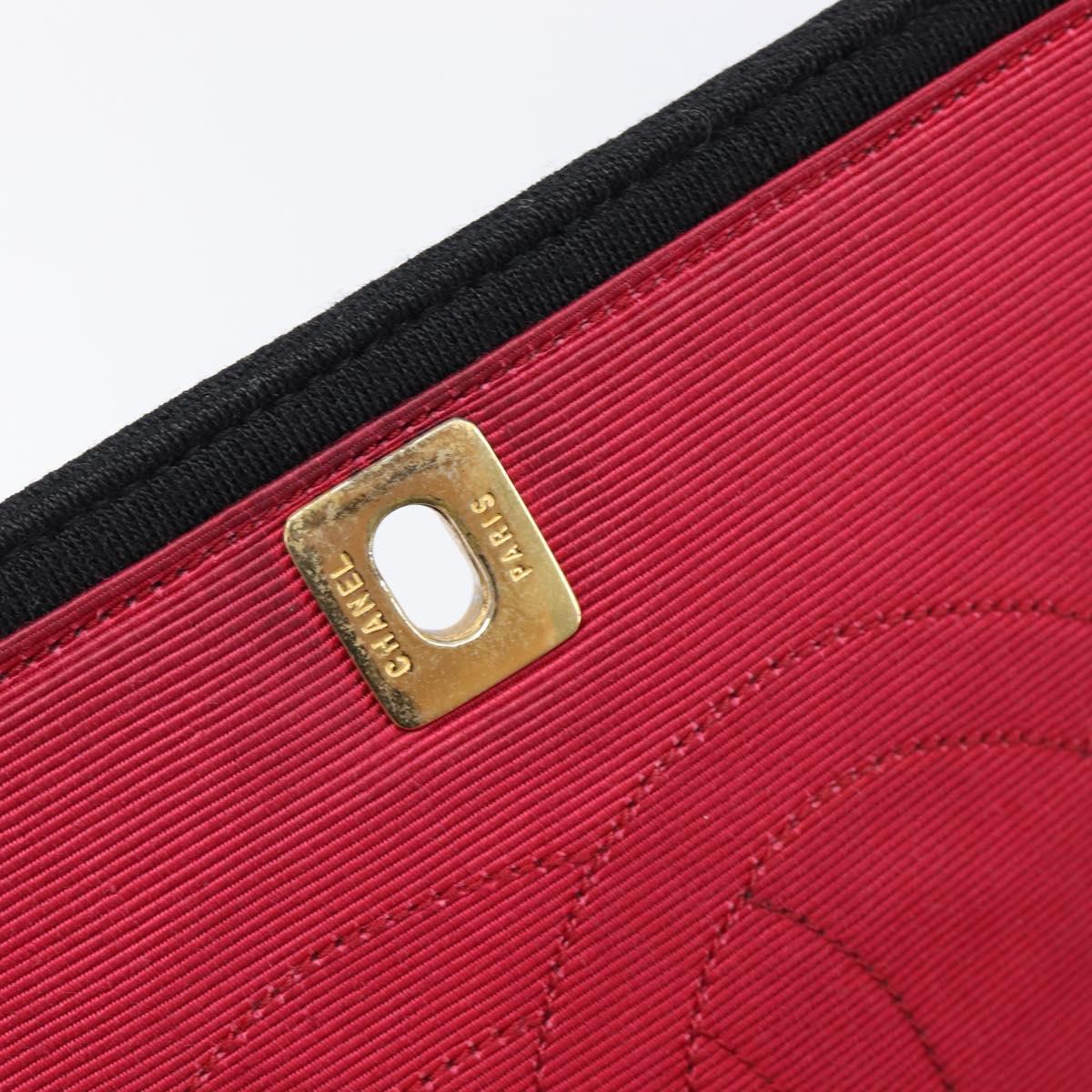 CHANEL Matelasse Chain Shoulder Bag cotton Black Gold CC Auth 215198A