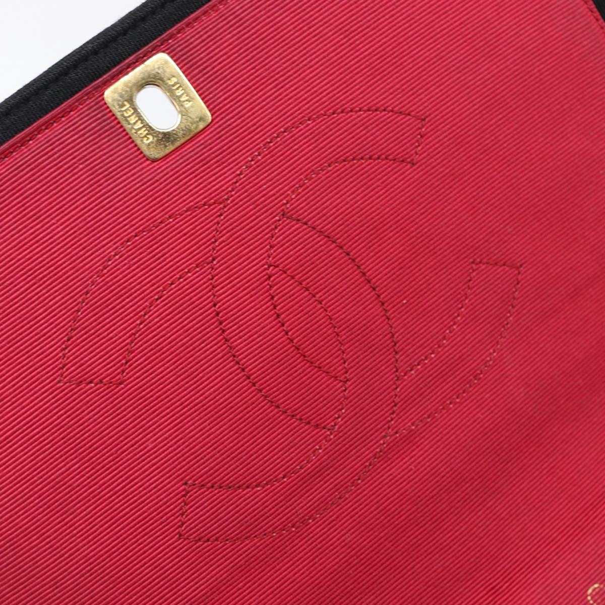CHANEL Matelasse Chain Shoulder Bag cotton Black Gold CC Auth 215198A