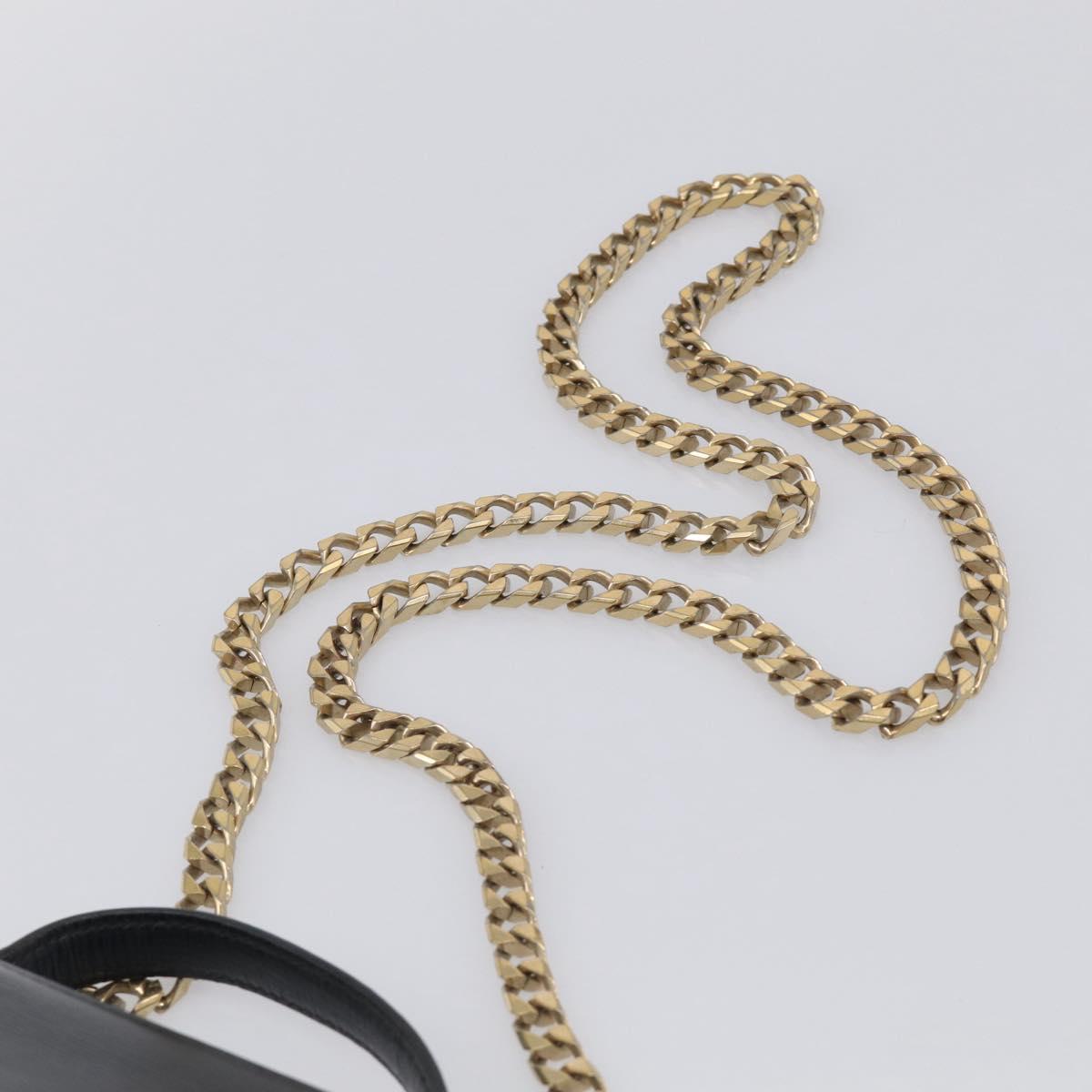 GIVENCHY Chain Pandora Box Shoulder Bag Leather 2way Black Gold Auth 215213