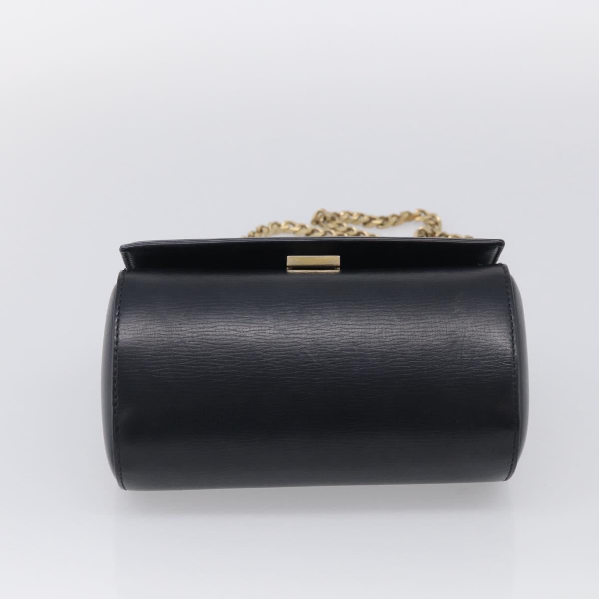 GIVENCHY Chain Pandora Box Shoulder Bag Leather 2way Black Gold Auth 215213