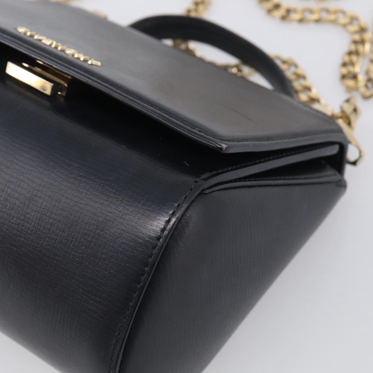 GIVENCHY Chain Pandora Box Shoulder Bag Leather 2way Black Gold Auth 215213