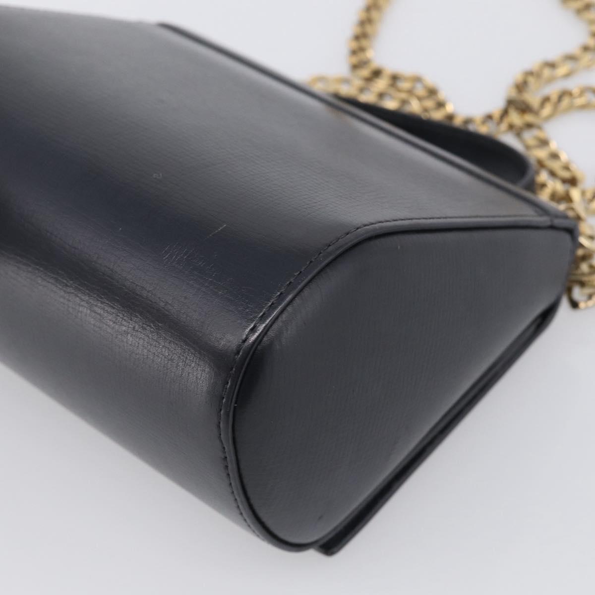 GIVENCHY Chain Pandora Box Shoulder Bag Leather 2way Black Gold Auth 215213