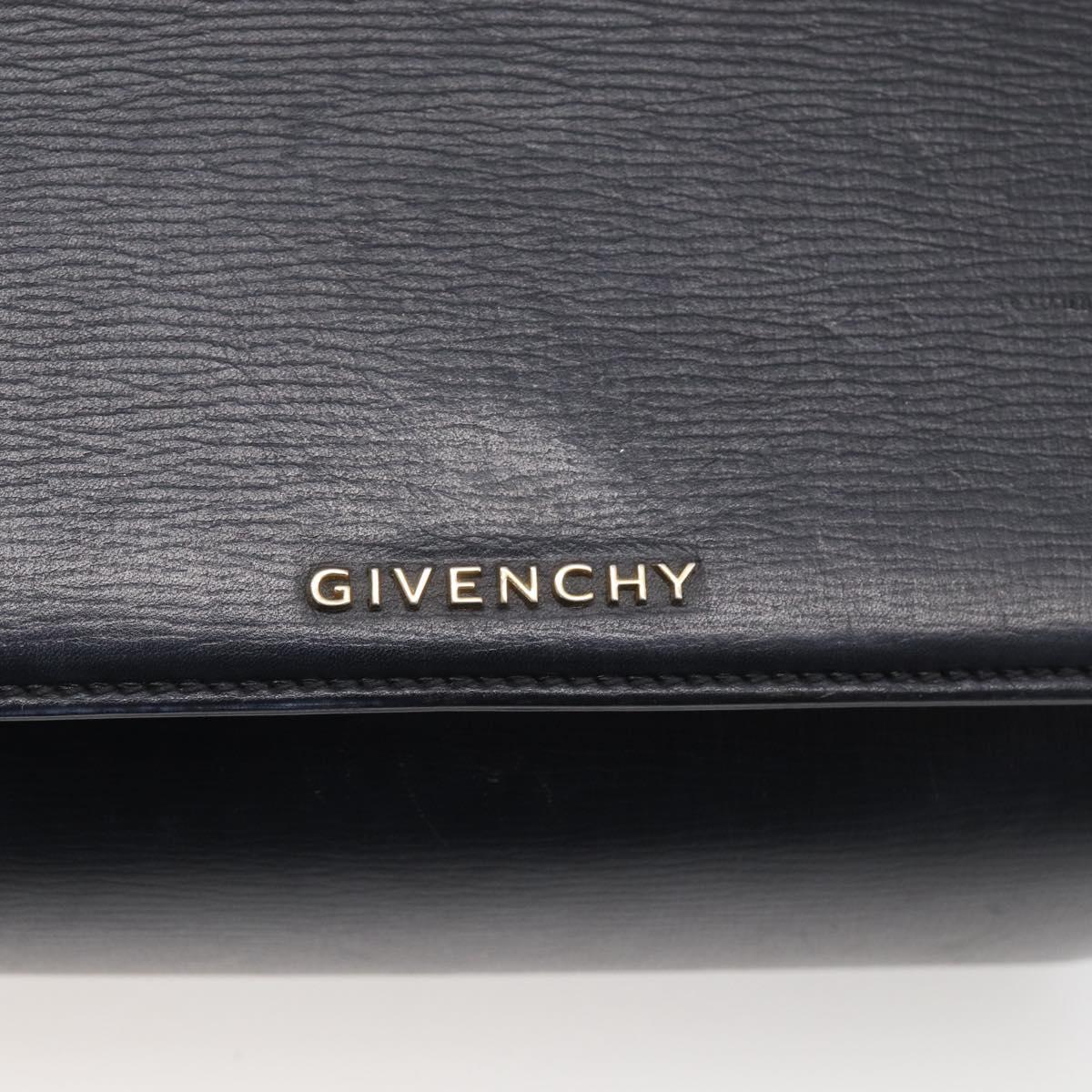 GIVENCHY Chain Pandora Box Shoulder Bag Leather 2way Black Gold Auth 215213