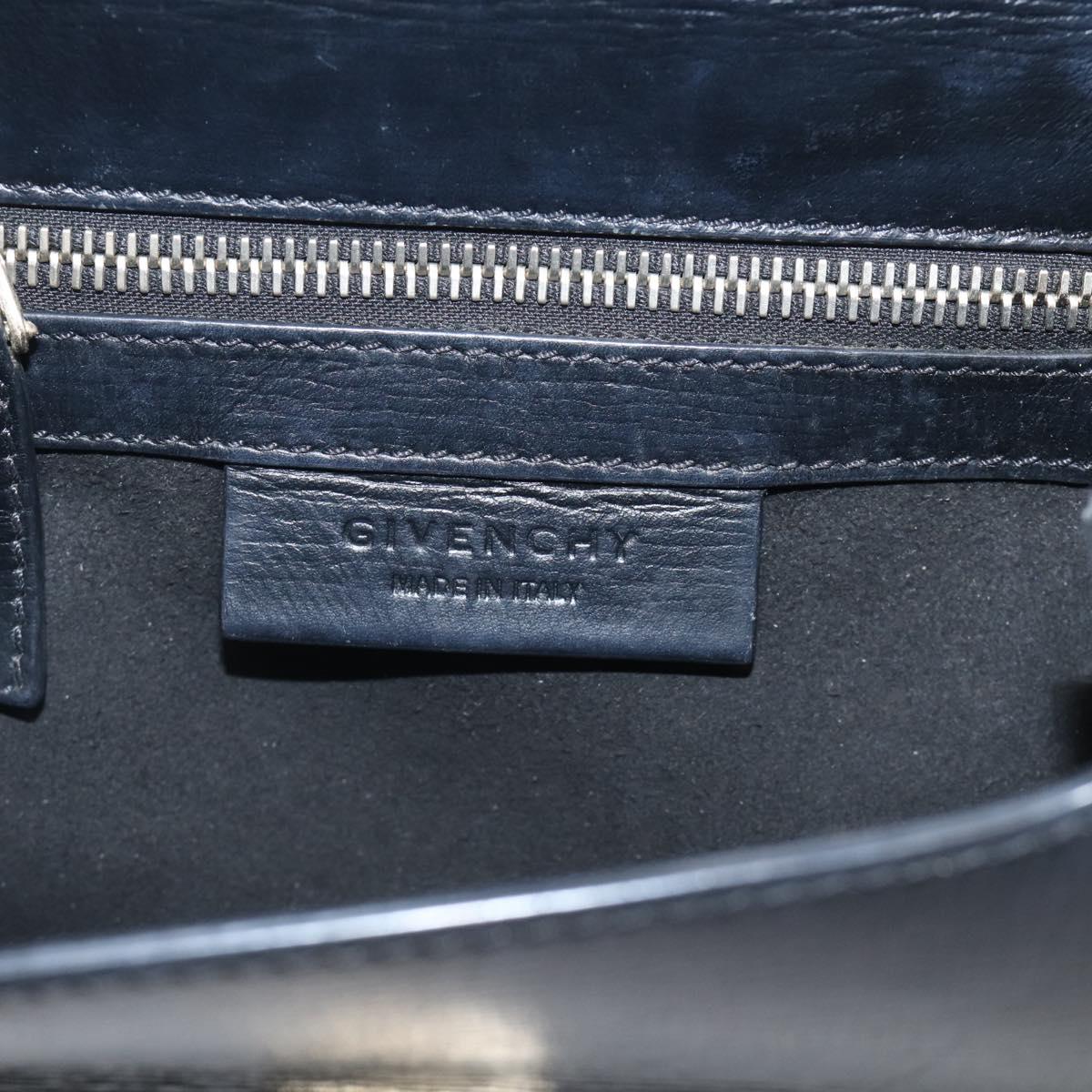 GIVENCHY Chain Pandora Box Shoulder Bag Leather 2way Black Gold Auth 215213