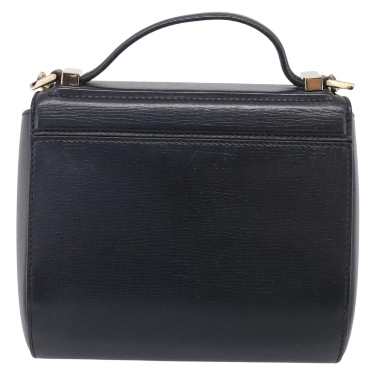 GIVENCHY Chain Pandora Box Shoulder Bag Leather 2way Black Gold Auth 215213