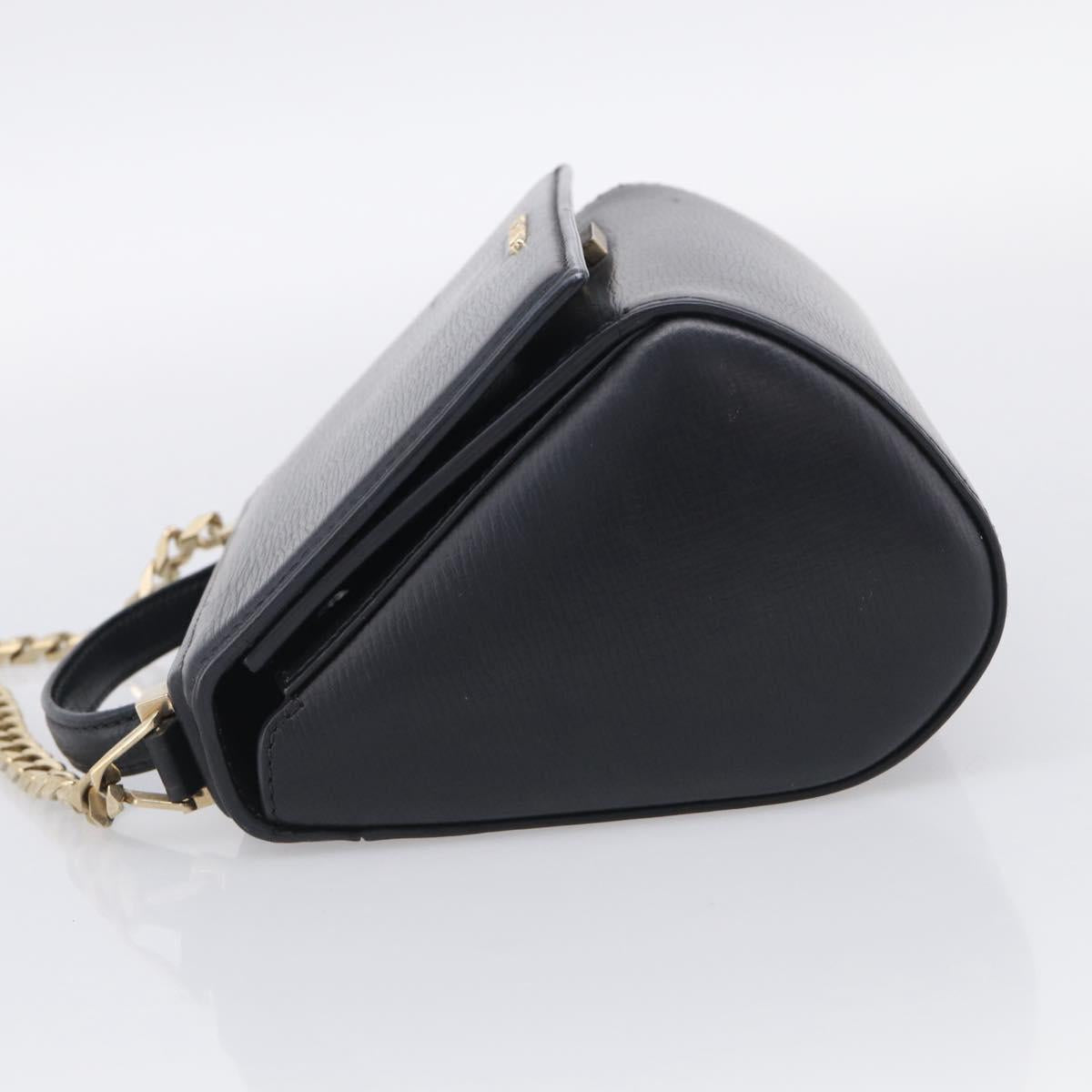 GIVENCHY Chain Pandora Box Shoulder Bag Leather 2way Black Gold Auth 215213