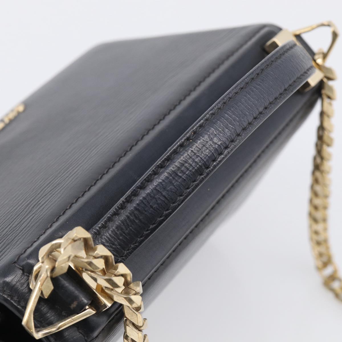 GIVENCHY Chain Pandora Box Shoulder Bag Leather 2way Black Gold Auth 215213