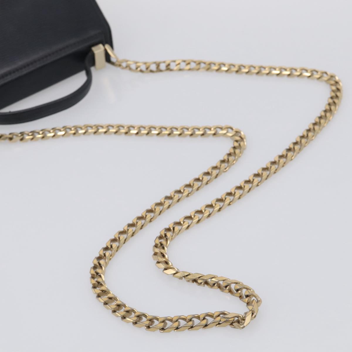 GIVENCHY Chain Pandora Box Shoulder Bag Leather 2way Black Gold Auth 215213