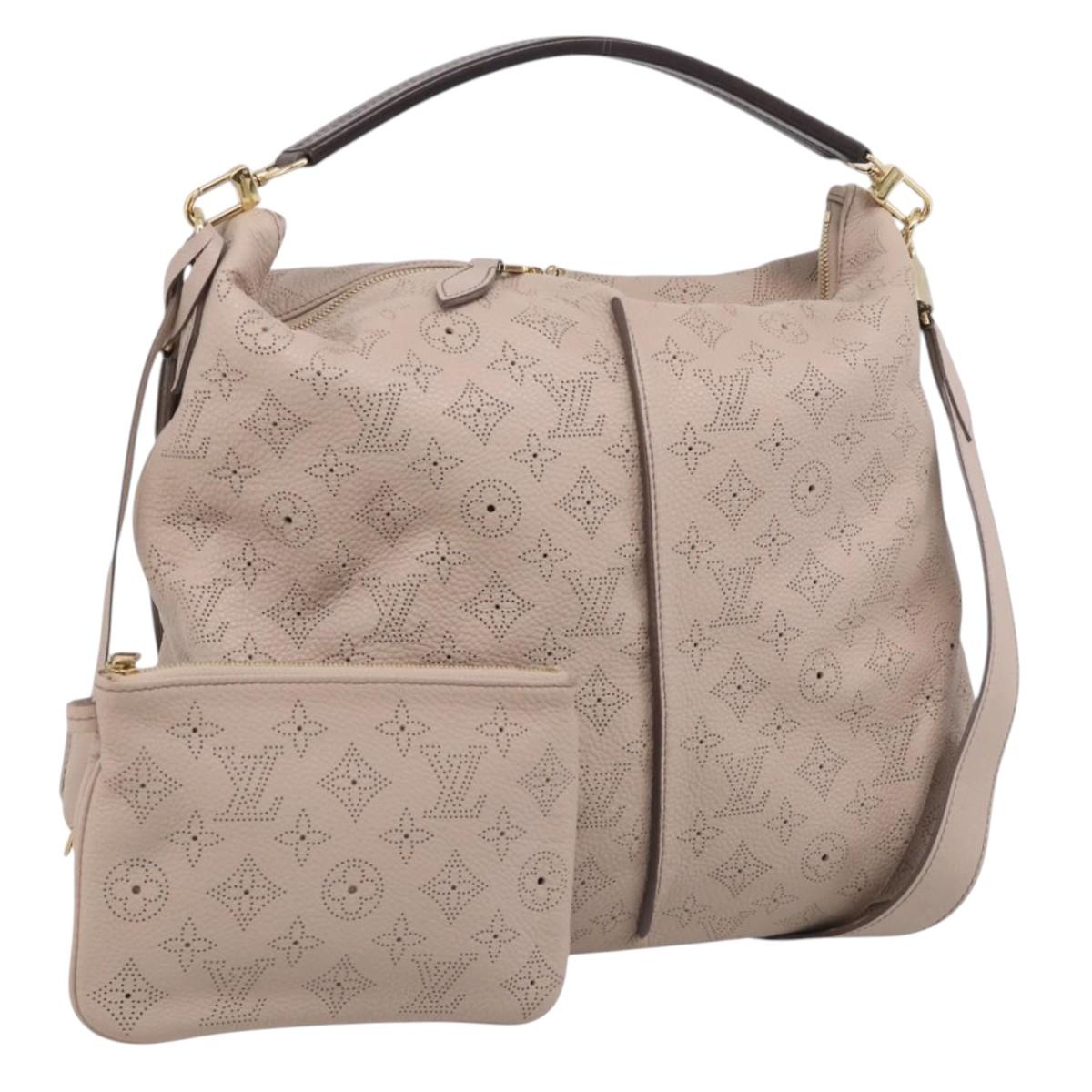 LOUIS VUITTON Mahina Selene MM Shoulder Bag Leather Beige M94275 LV Auth 215214V