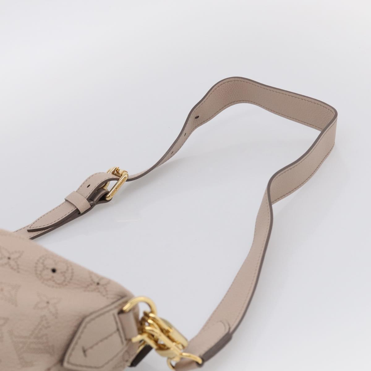 LOUIS VUITTON Mahina Selene MM Shoulder Bag Leather Beige M94275 LV Auth 215214V