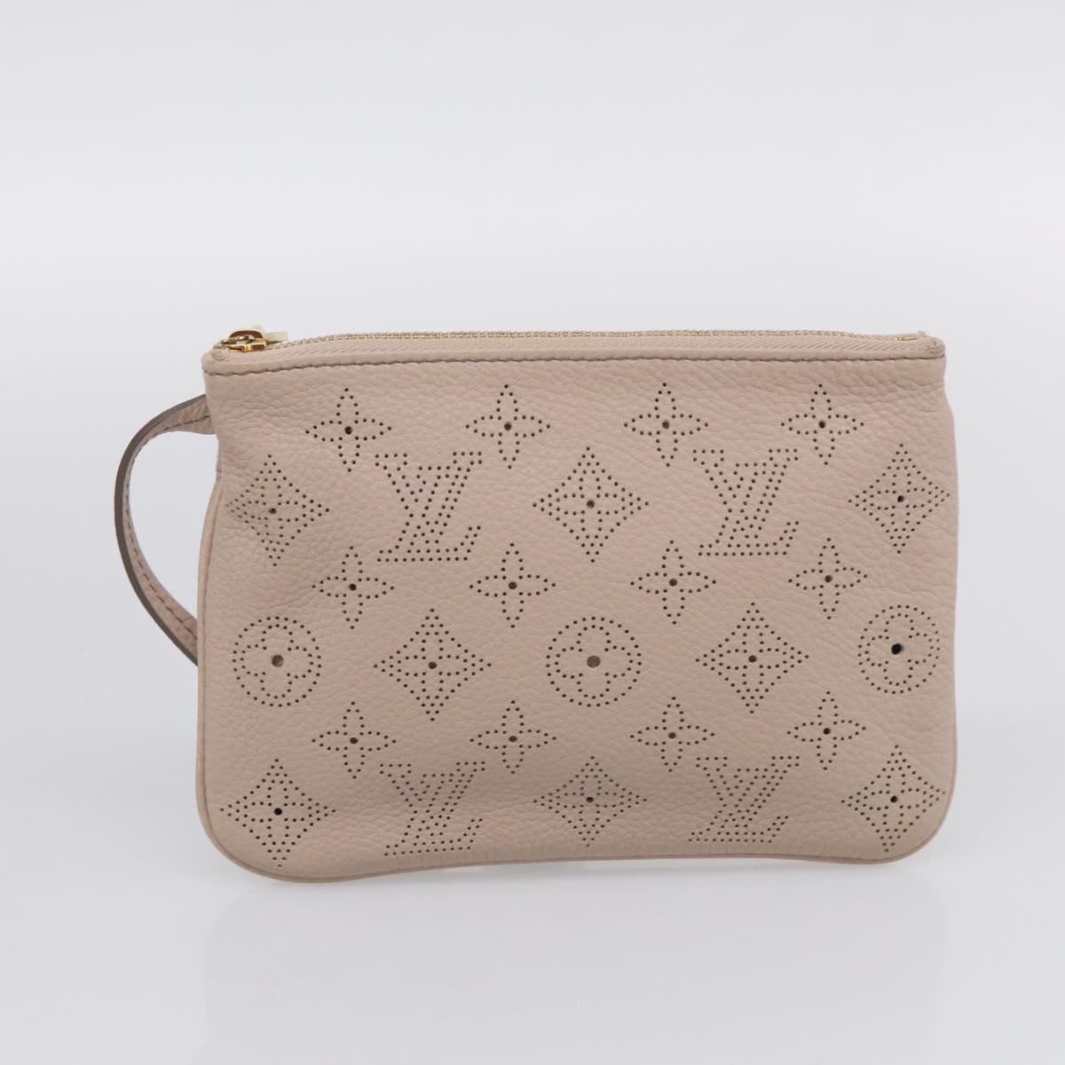 LOUIS VUITTON Mahina Selene MM Shoulder Bag Leather Beige M94275 LV Auth 215214V