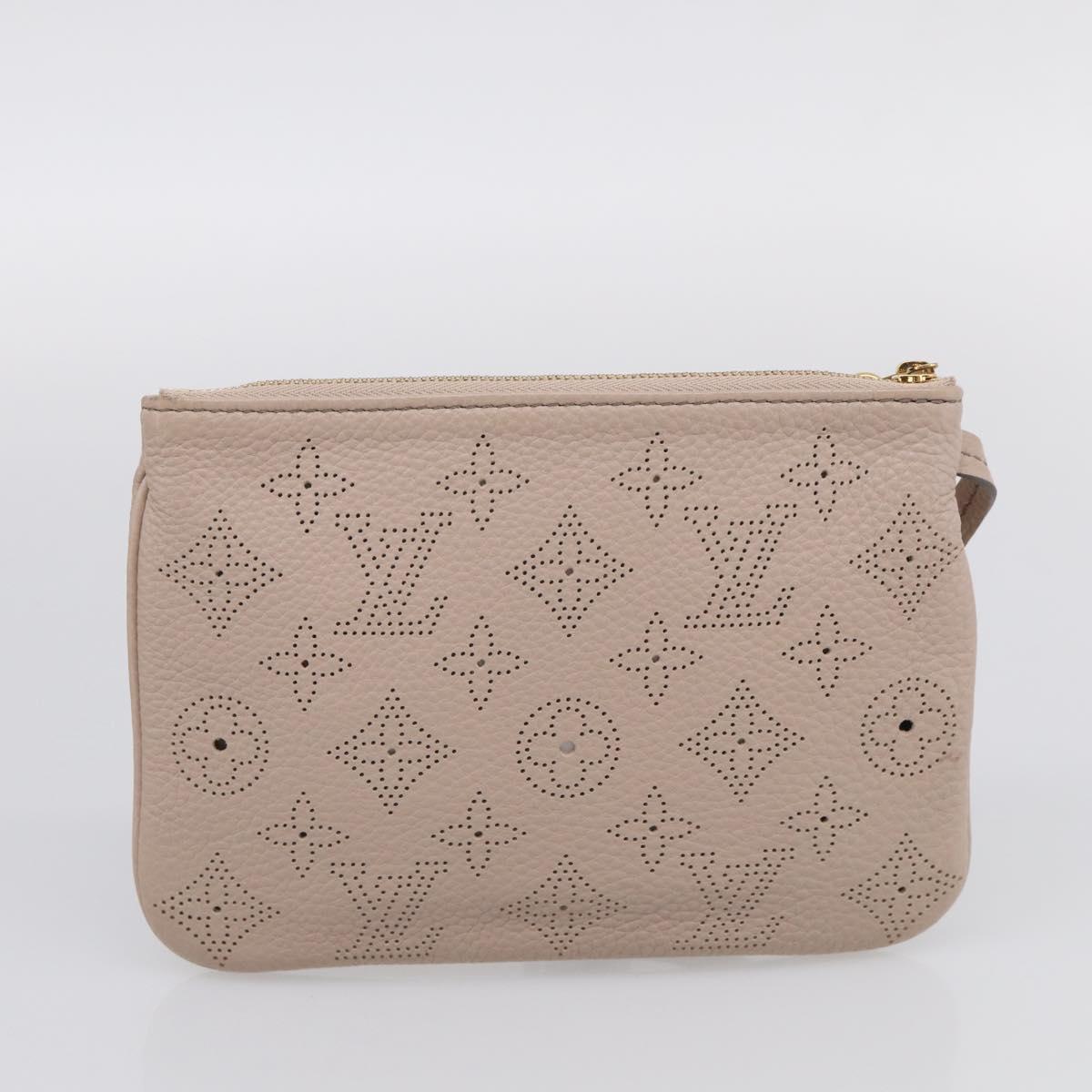 LOUIS VUITTON Mahina Selene MM Shoulder Bag Leather Beige M94275 LV Auth 215214V