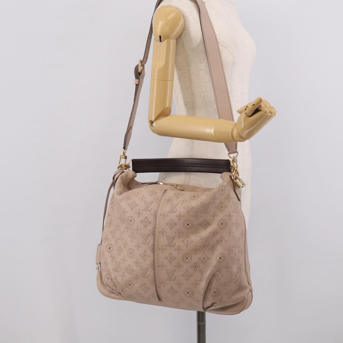 LOUIS VUITTON Mahina Selene MM Shoulder Bag Leather Beige M94275 LV Auth 215214V