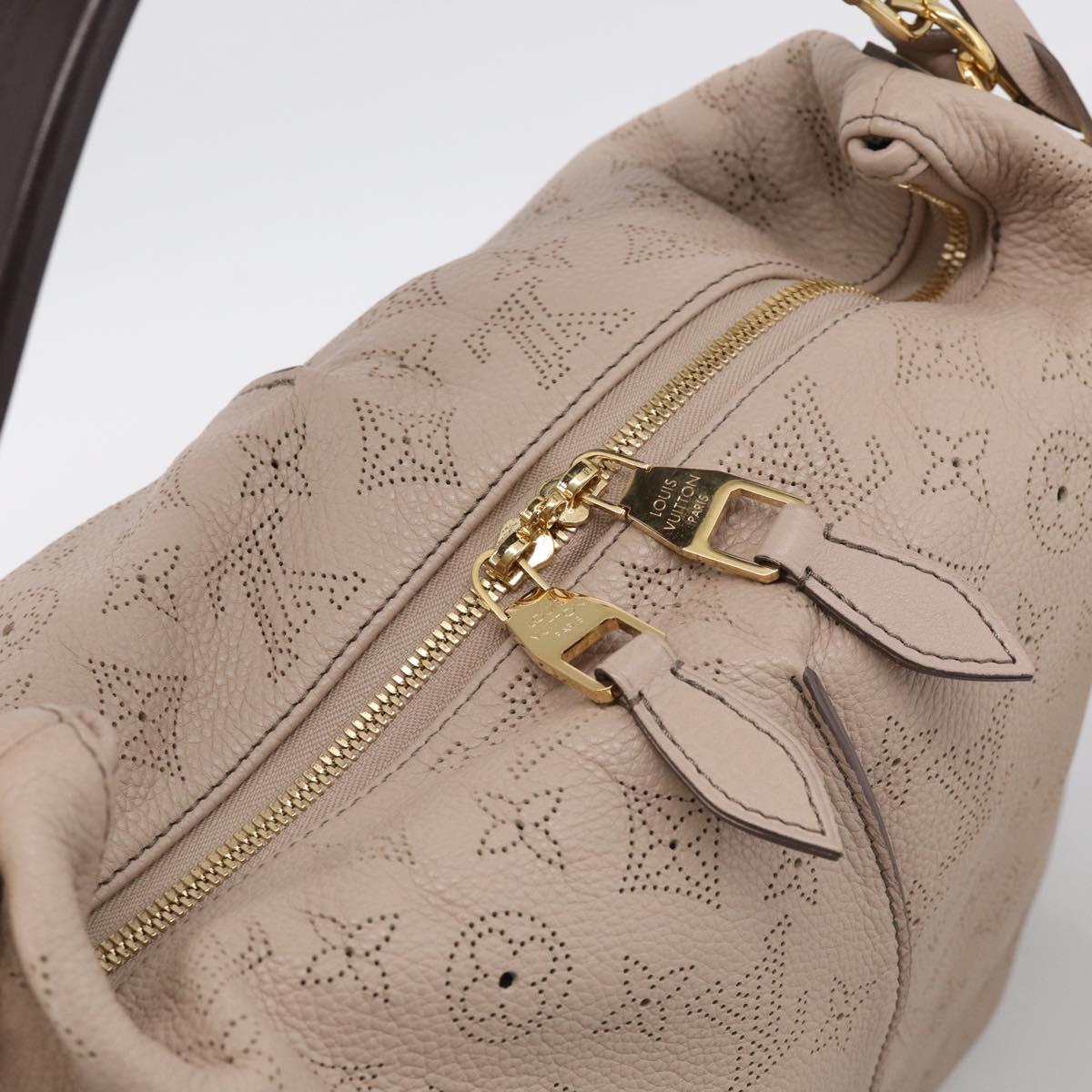 LOUIS VUITTON Mahina Selene MM Shoulder Bag Leather Beige M94275 LV Auth 215214V