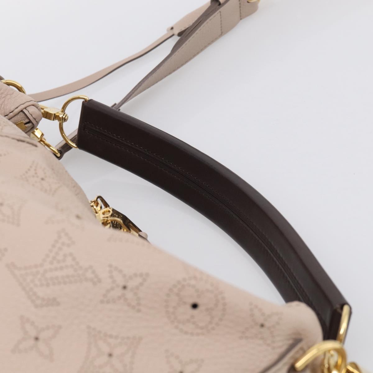 LOUIS VUITTON Mahina Selene MM Shoulder Bag Leather Beige M94275 LV Auth 215214V