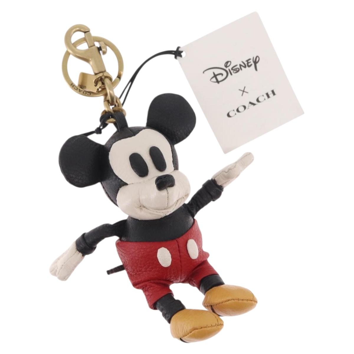 Coach Key Holder Leather Disney Collaboration Black Gold Auth 215217M