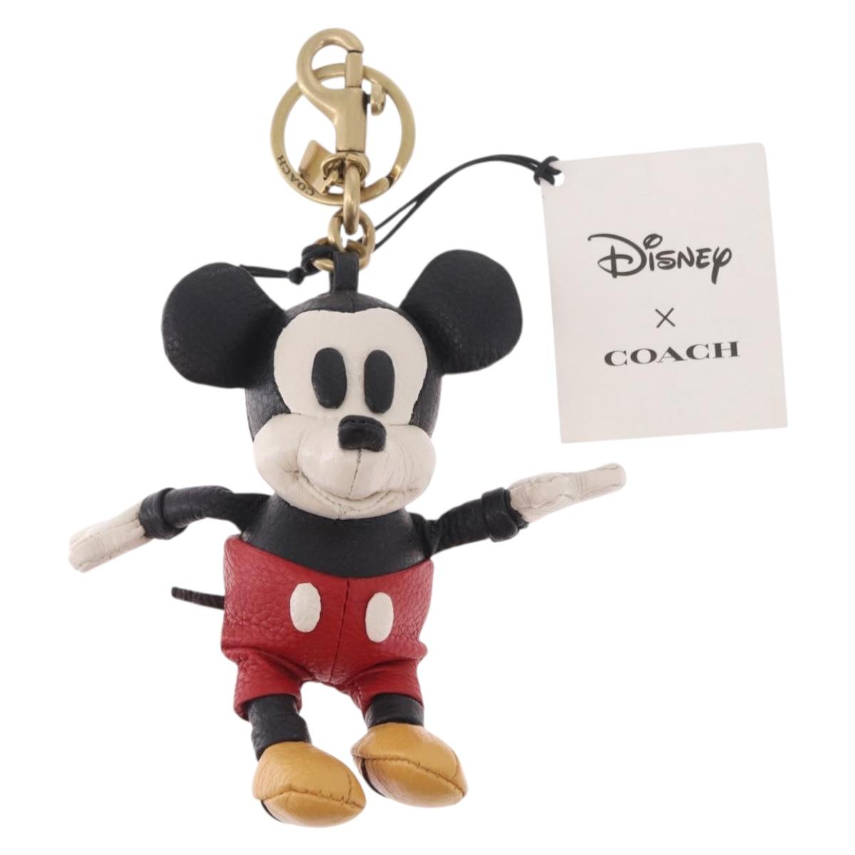 Coach Key Holder Leather Disney Collaboration Black Gold Auth 215217M