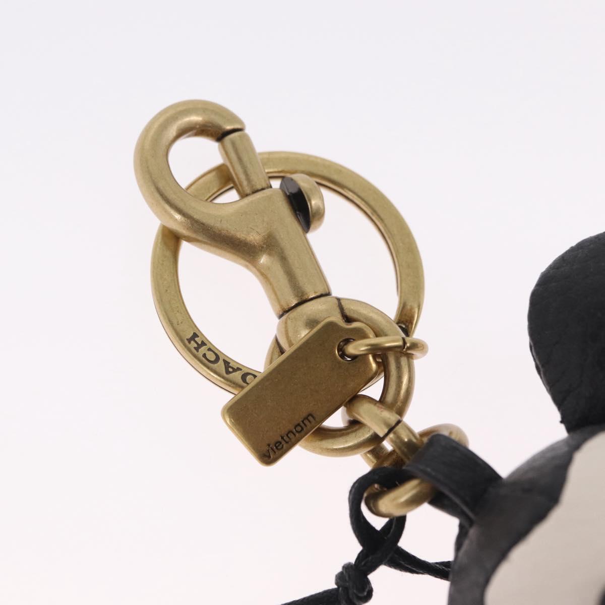 Coach Key Holder Leather Disney Collaboration Black Gold Auth 215217M