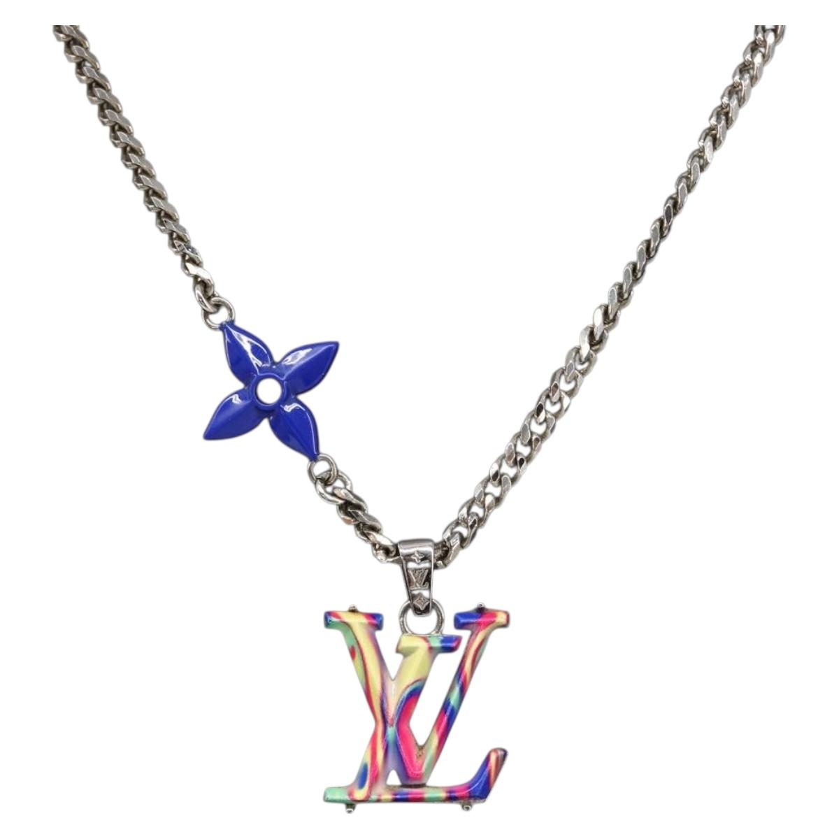 LOUIS VUITTON Collier LV Psychedelic Necklace Silver MP3353 LV Auth 215218M