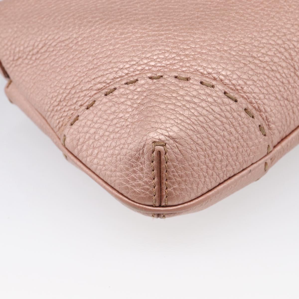 FENDI Celeria Shoulder Bag Leather Pink Gold 8BT200 Auth 215359A