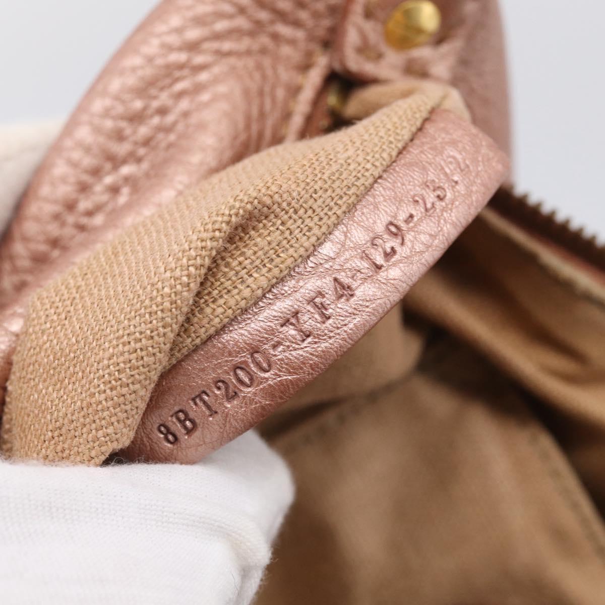 FENDI Celeria Shoulder Bag Leather Pink Gold 8BT200 Auth 215359A