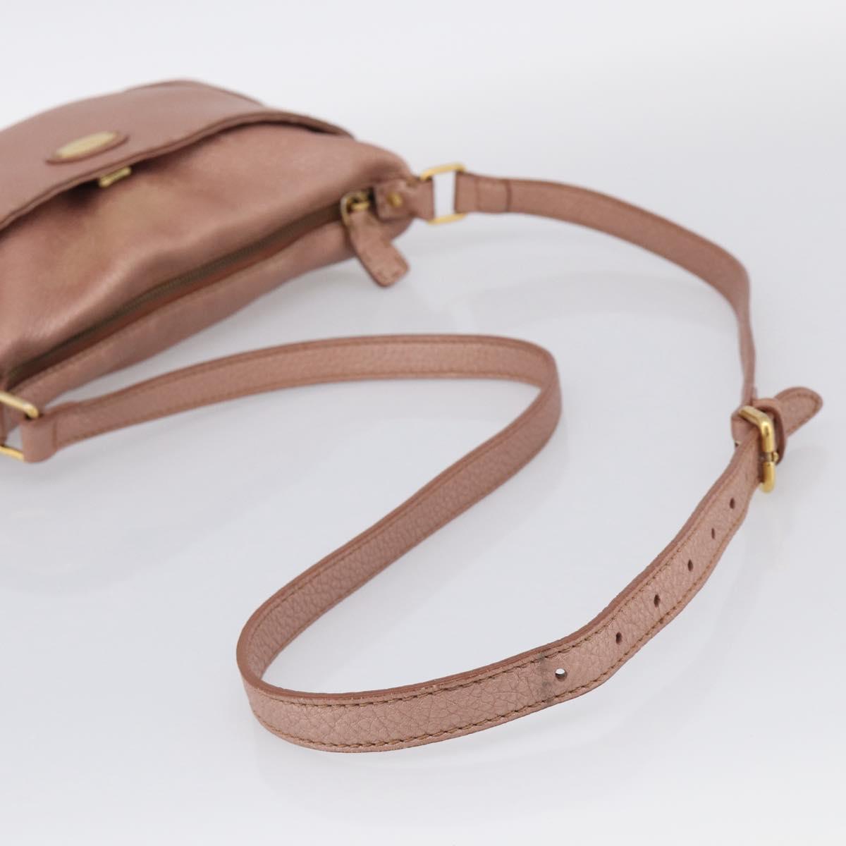 FENDI Celeria Shoulder Bag Leather Pink Gold 8BT200 Auth 215359A