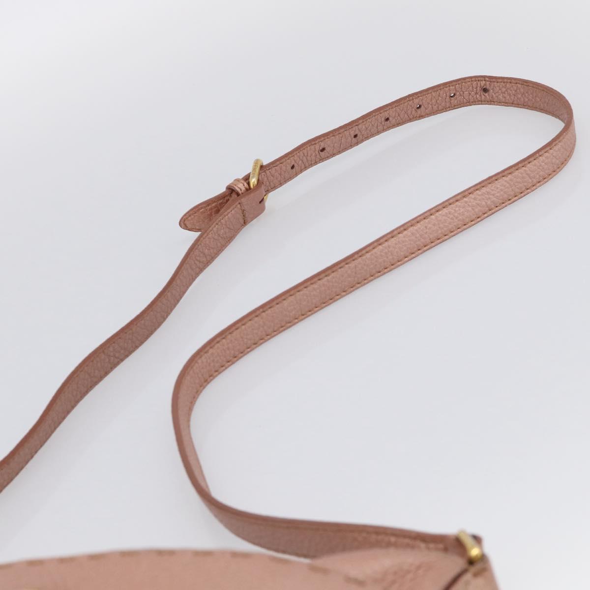 FENDI Celeria Shoulder Bag Leather Pink Gold 8BT200 Auth 215359A