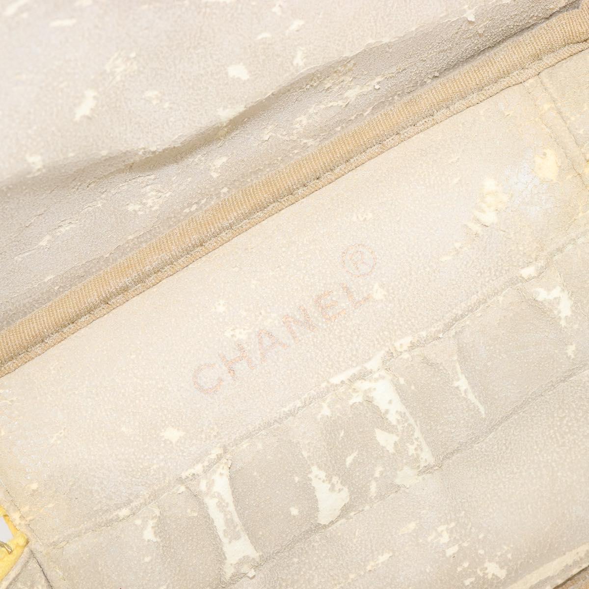 CHANEL Vanity Hand Bag Caviar Skin Yellow Gold CC Auth 215366