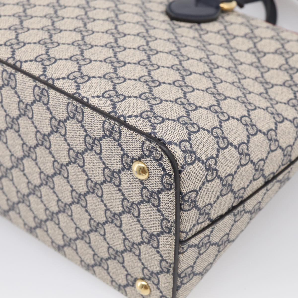 GUCCI GG Supreme Hand Bag PVC 2way Navy Gold 409533 Auth 215369V