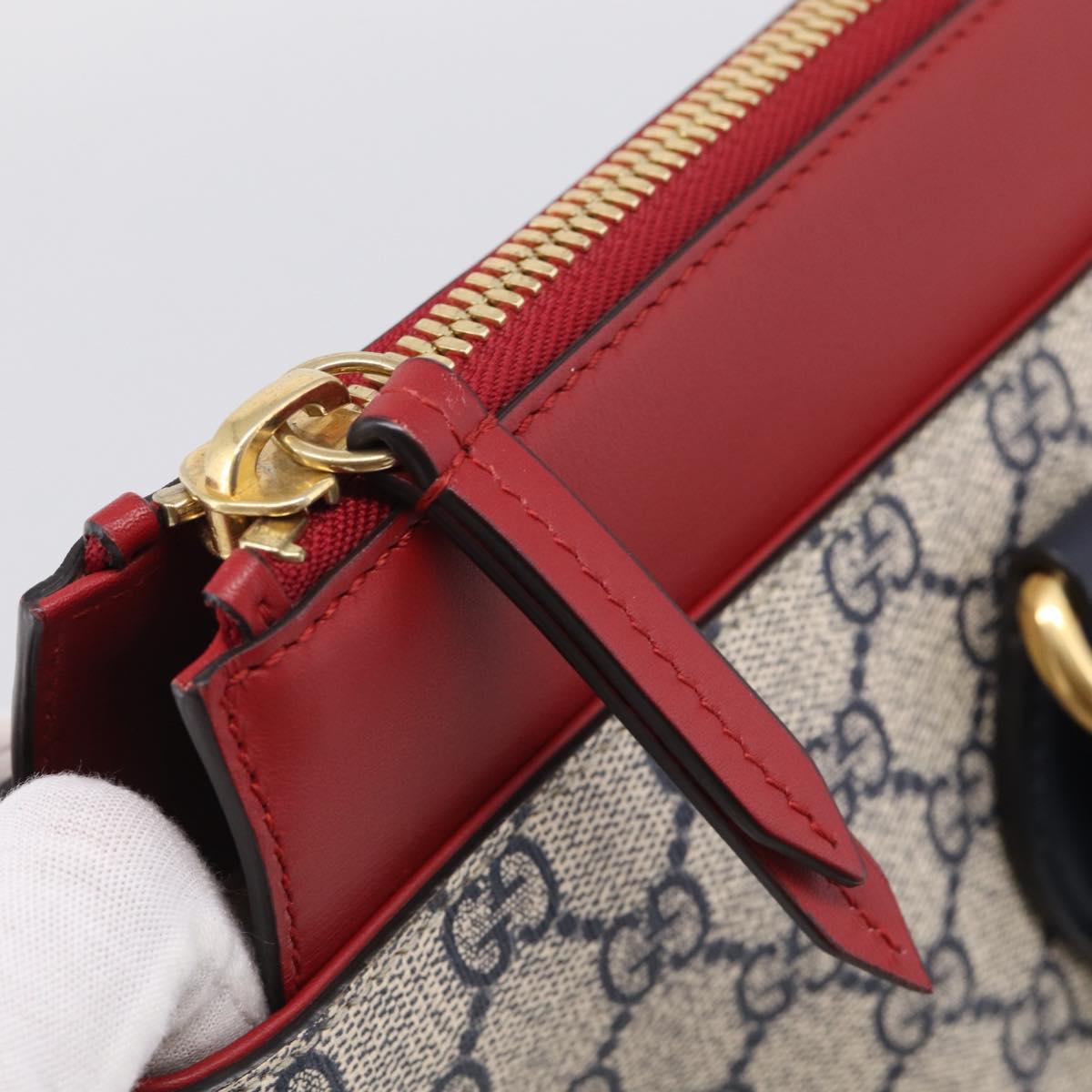 GUCCI GG Supreme Hand Bag PVC 2way Navy Gold 409533 Auth 215369V