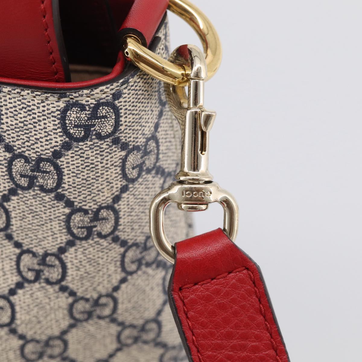 GUCCI GG Supreme Hand Bag PVC 2way Navy Gold 409533 Auth 215369V