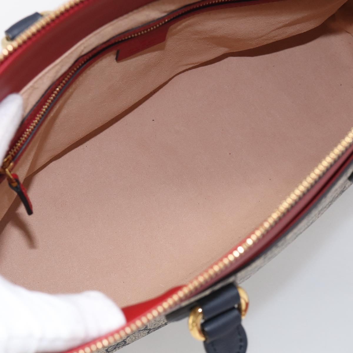 GUCCI GG Supreme Hand Bag PVC 2way Navy Gold 409533 Auth 215369V