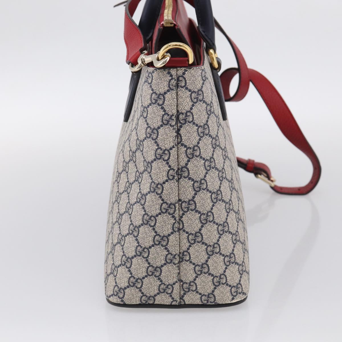 GUCCI GG Supreme Hand Bag PVC 2way Navy Gold 409533 Auth 215369V
