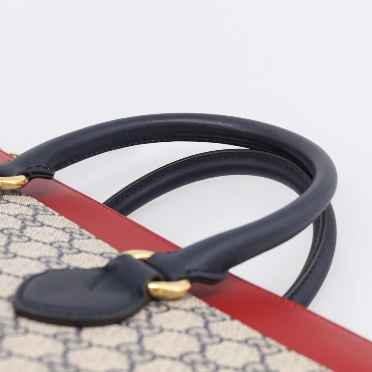GUCCI GG Supreme Hand Bag PVC 2way Navy Gold 409533 Auth 215369V