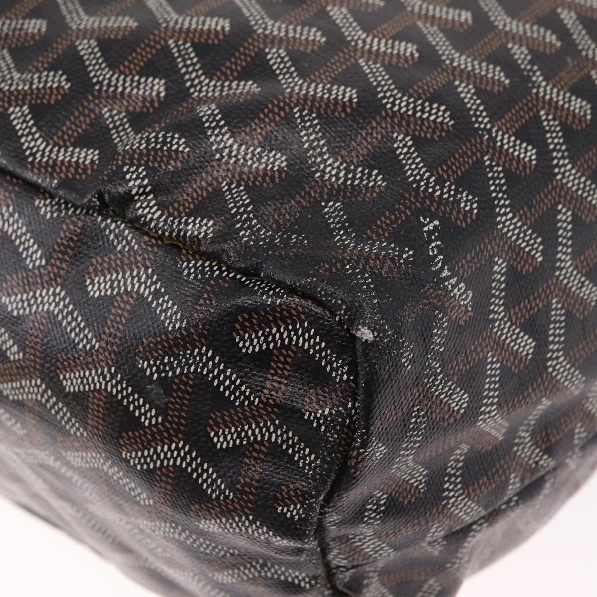 Goyard Herringbone Saint Louis PM Tote Bag PVC Black Silver Auth 215370
