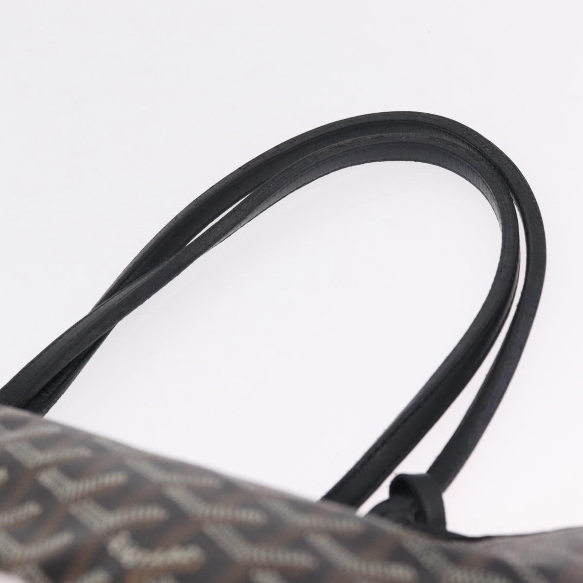 Goyard Herringbone Saint Louis PM Tote Bag PVC Black Silver Auth 215370