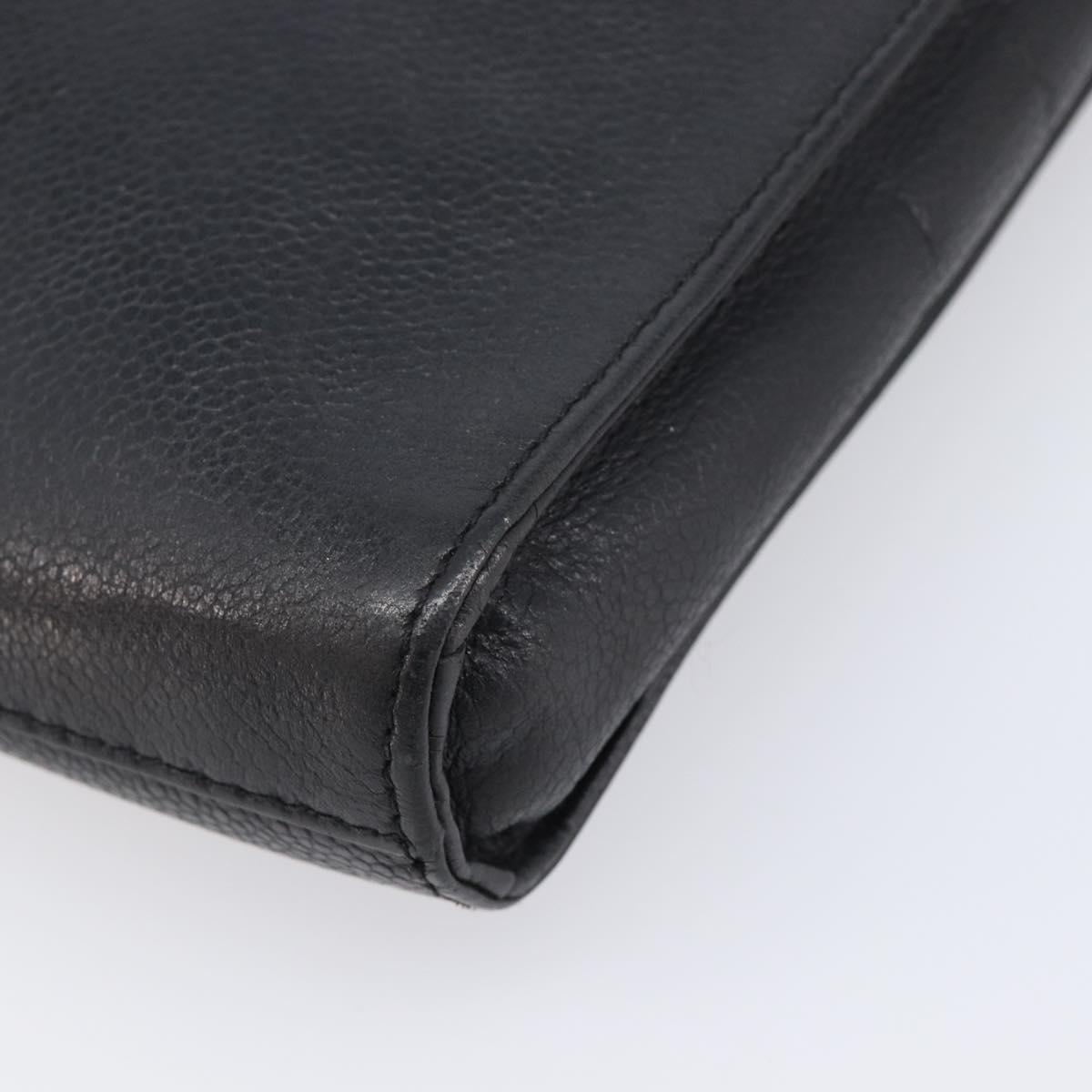 CHANEL Clutch Bag Caviar Skin Black Gold CC Auth 215372