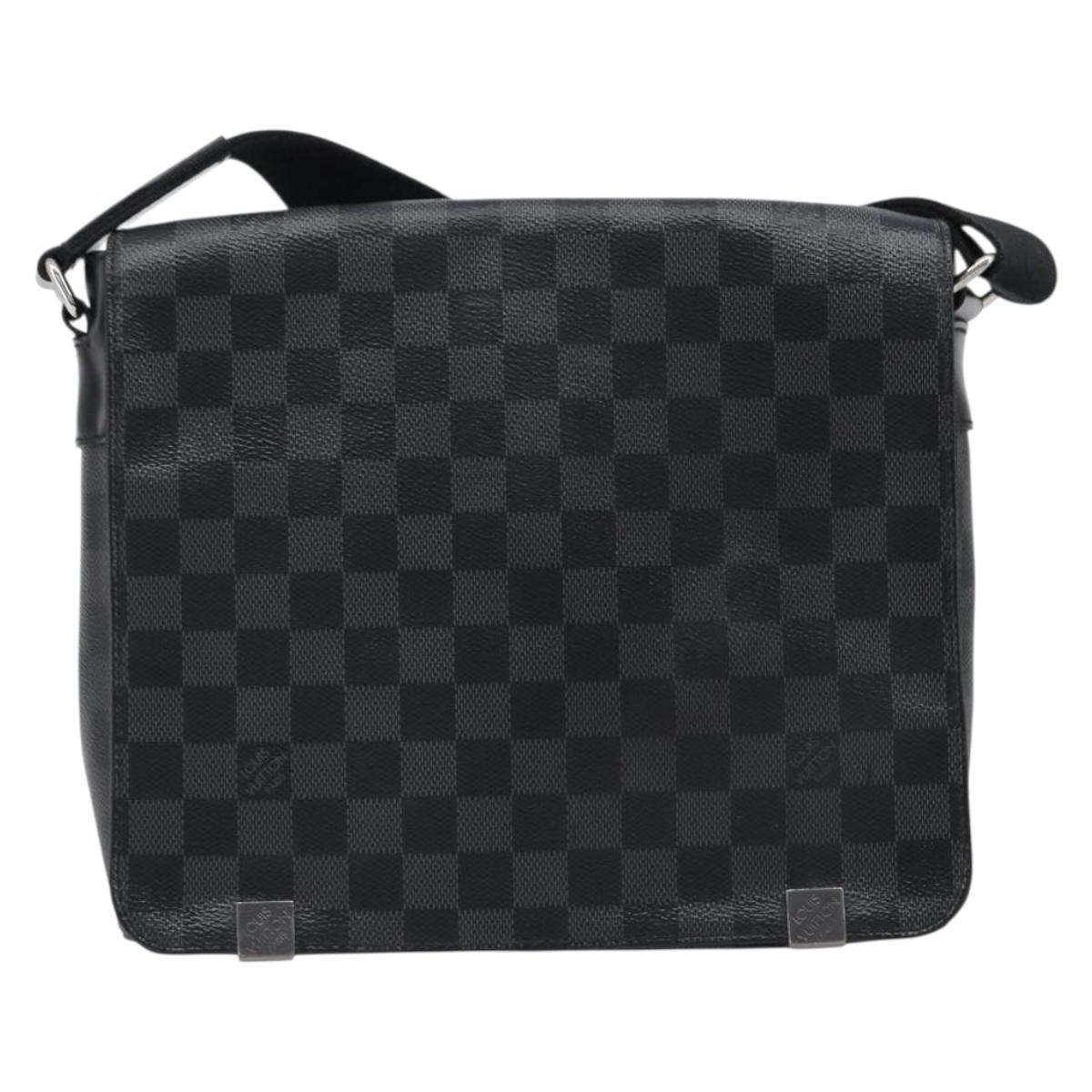 LOUIS VUITTON Damier Graphite District PM Shoulder Bag N41028 LV Auth 215379A