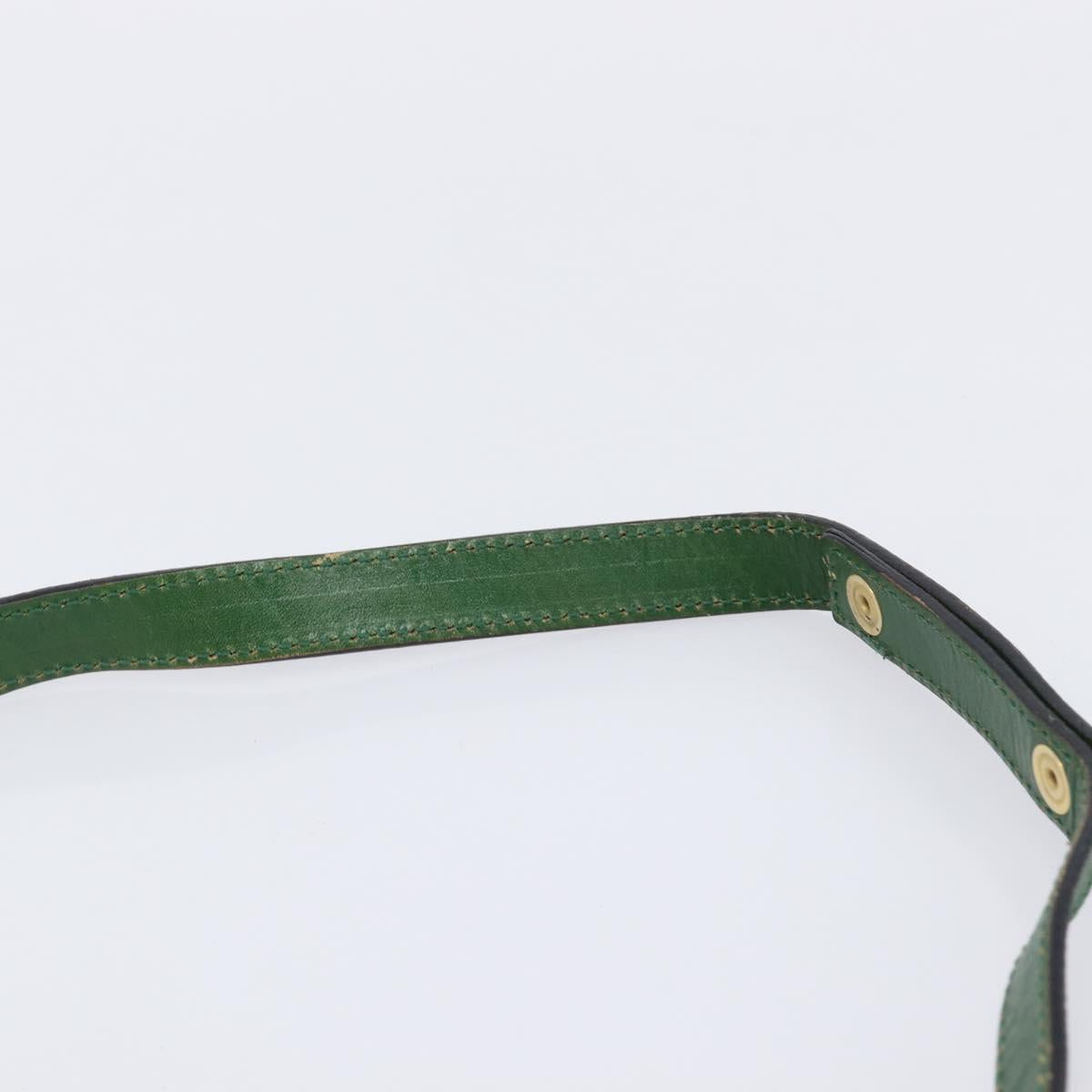 FENDI Shoulder Bag Leather Green Gold Auth 215382