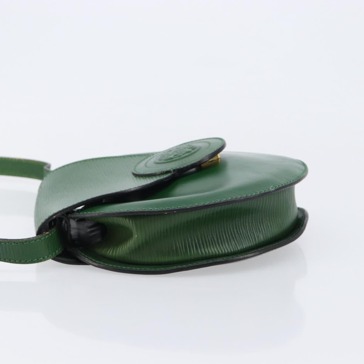 FENDI Shoulder Bag Leather Green Gold Auth 215382