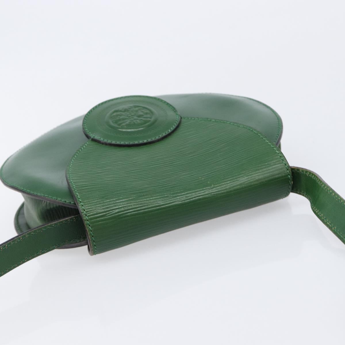 FENDI Shoulder Bag Leather Green Gold Auth 215382