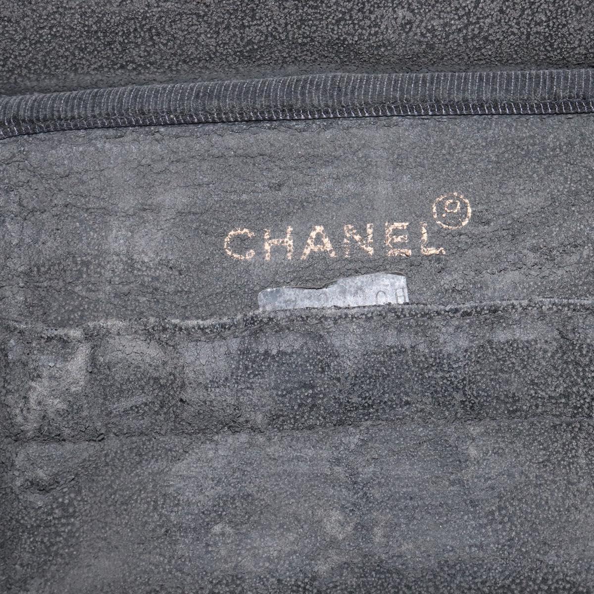 CHANEL Vanity Hand Bag Caviar Skin Black Gold CC Auth 215388