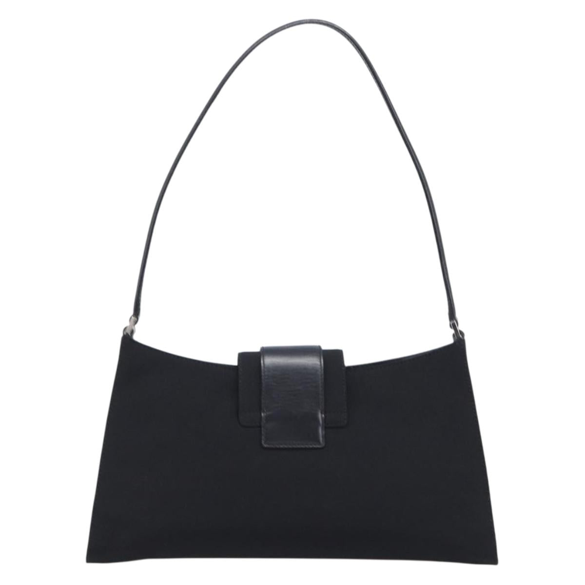 Salvatore Ferragamo Vala Shoulder Bag Canvas Black Silver Auth 215390A