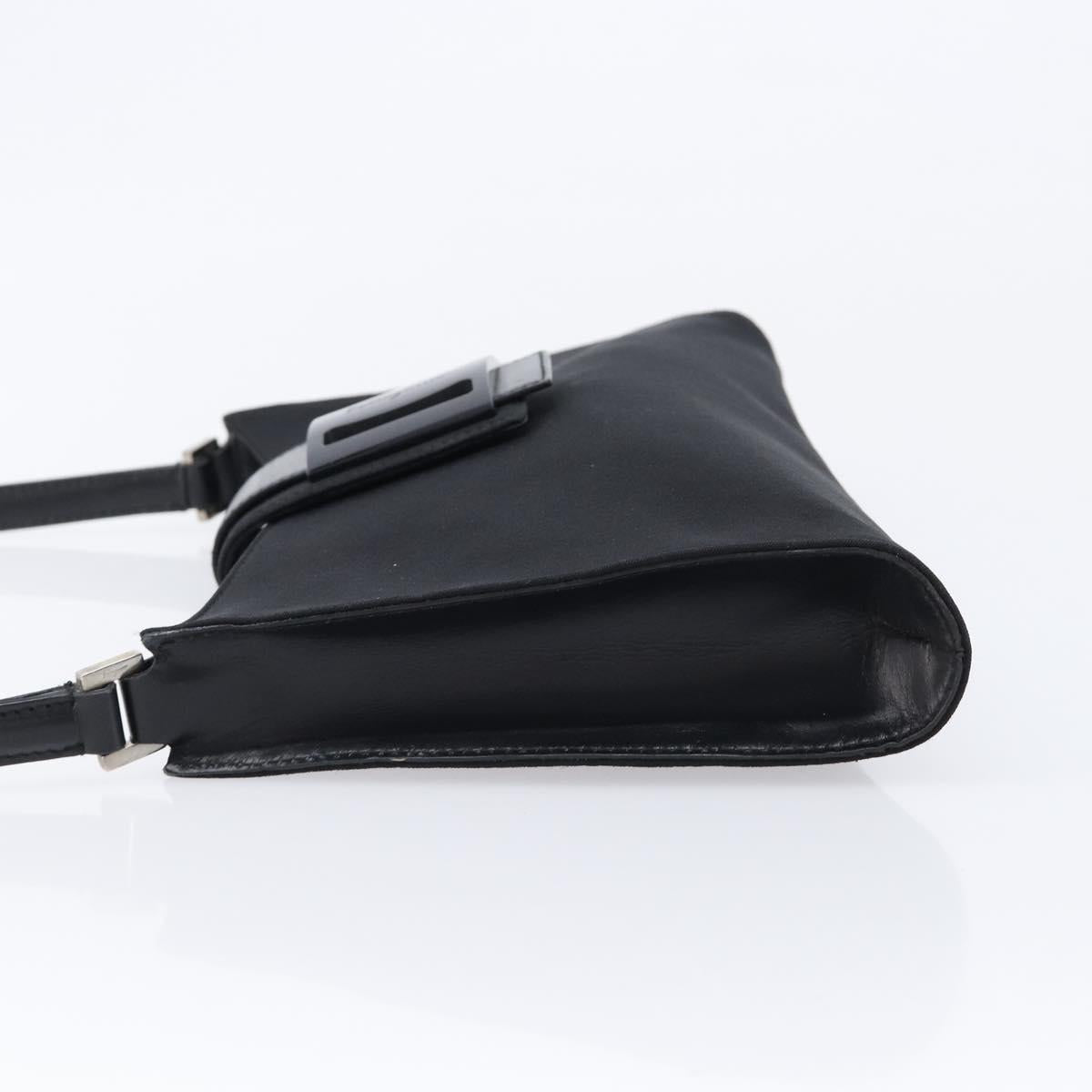 Salvatore Ferragamo Vala Shoulder Bag Canvas Black Silver Auth 215390A