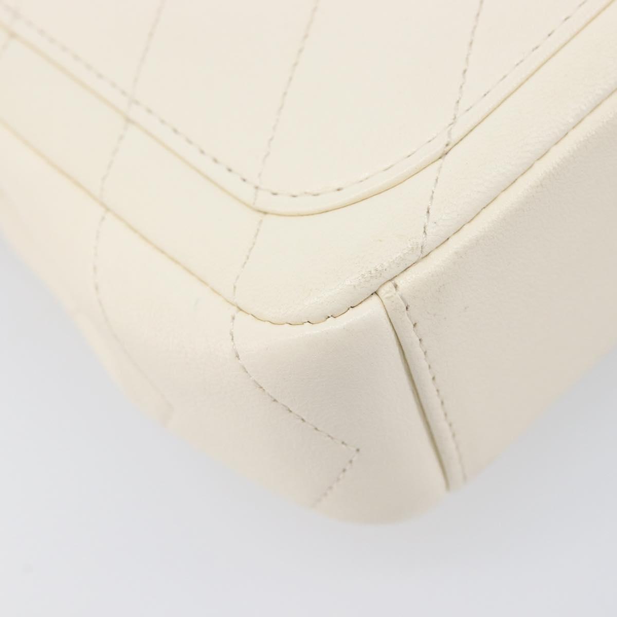 CHANEL Chain Shoulder Bag Lamb Skin Ivory CC Auth 215393V