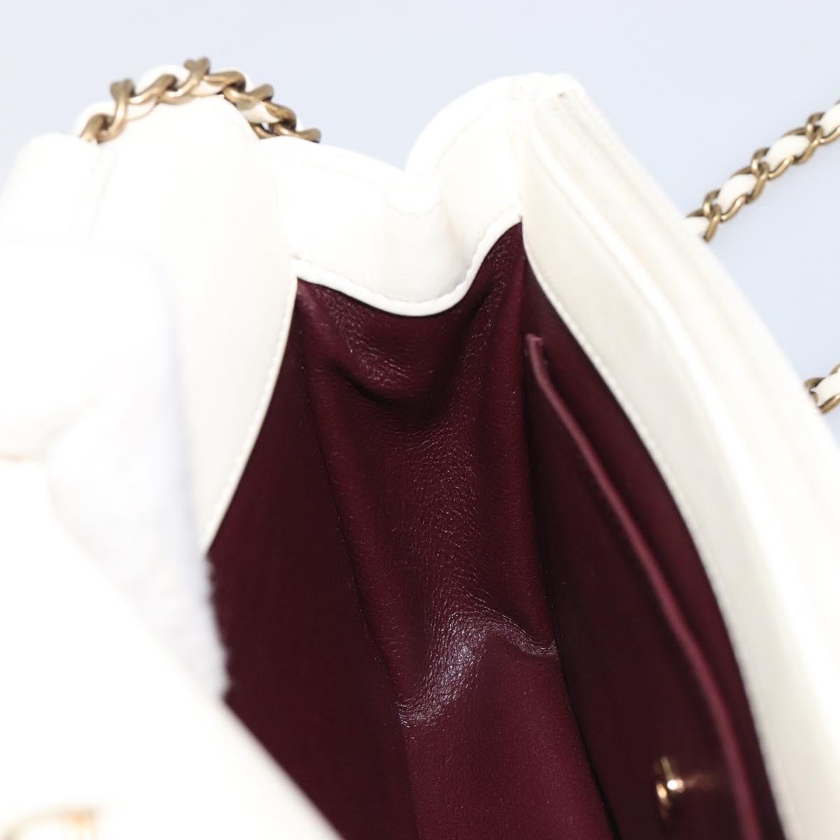 CHANEL Chain Shoulder Bag Lamb Skin Ivory CC Auth 215393V
