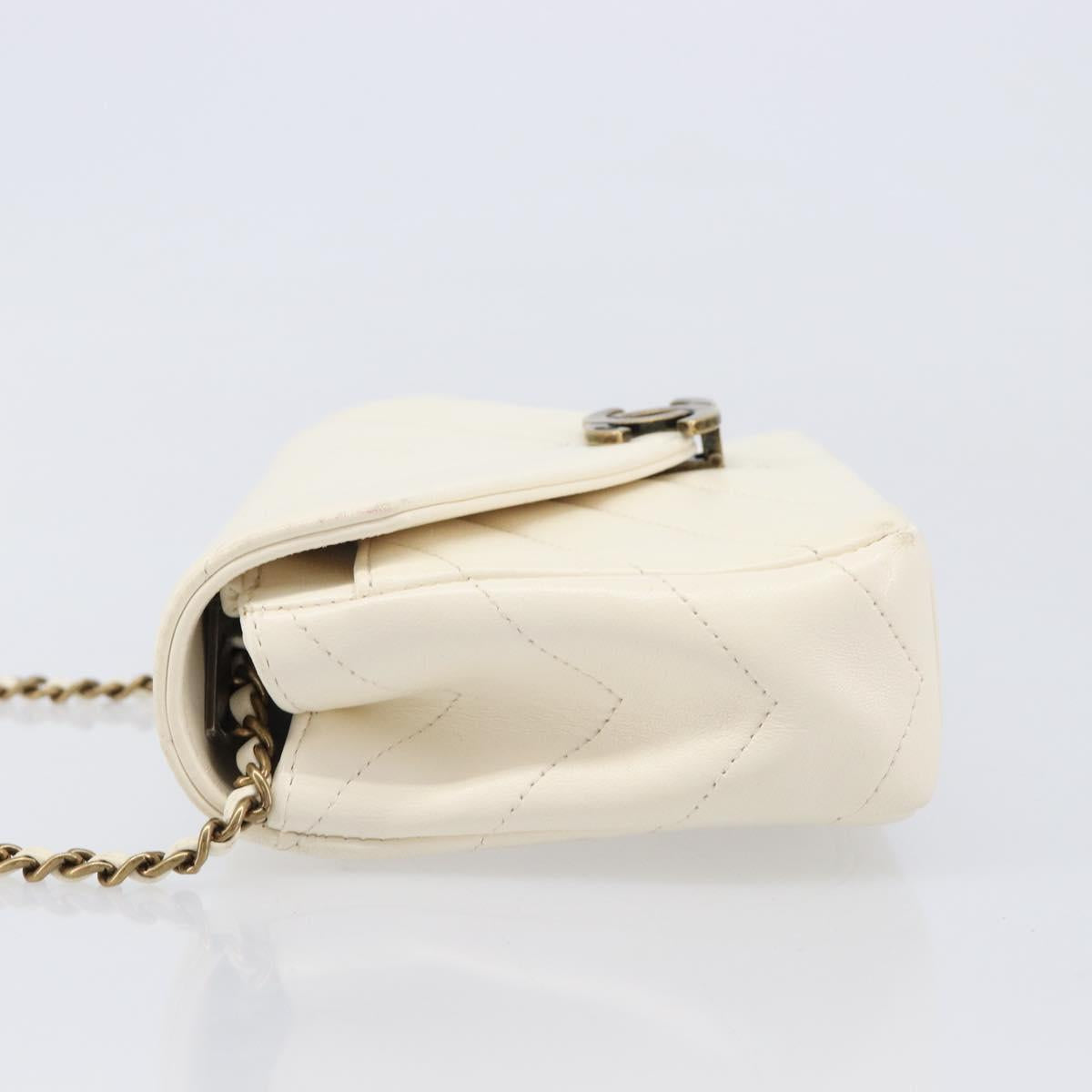 CHANEL Chain Shoulder Bag Lamb Skin Ivory CC Auth 215393V