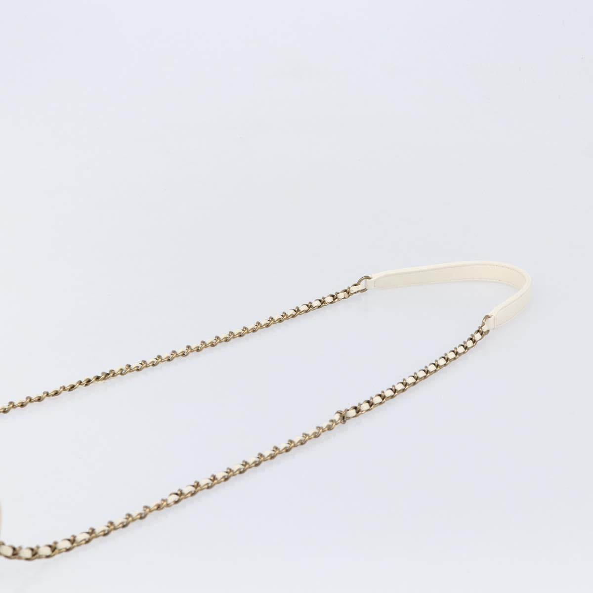 CHANEL Chain Shoulder Bag Lamb Skin Ivory CC Auth 215393V
